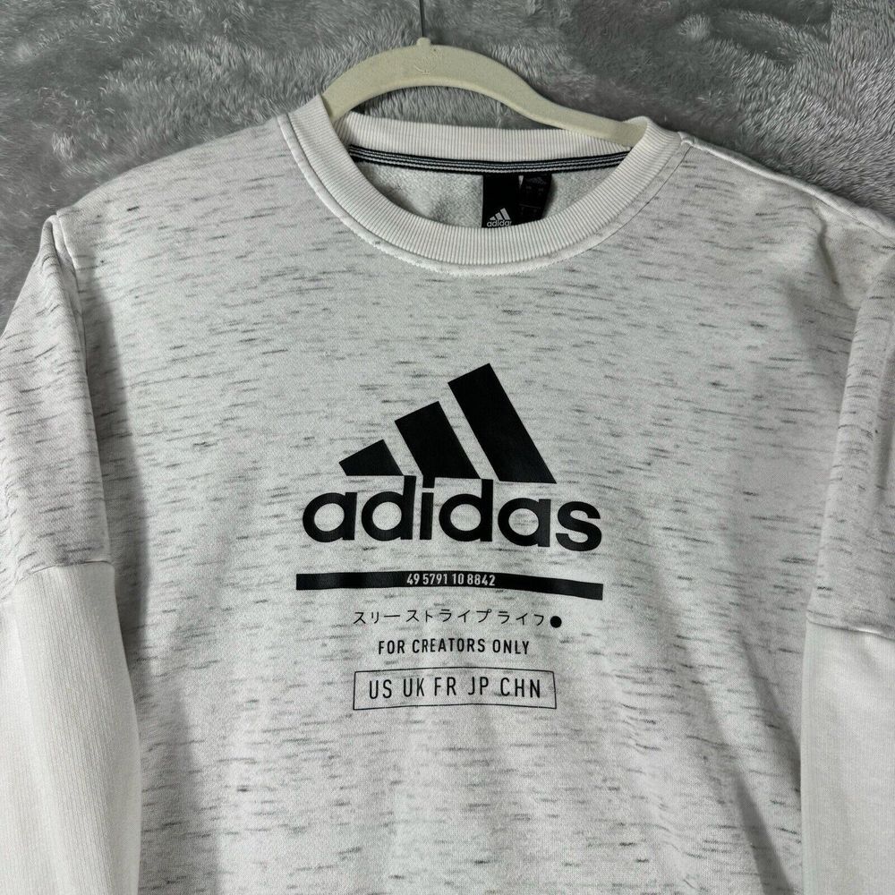 Adidas For Creators Only Sweatshirt Mens Small Heathered Gray Sweater Athleisure